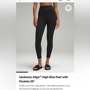 Align high rise lululemon with pockets NWOT